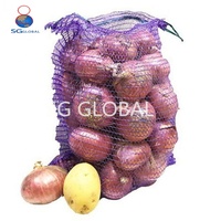Groothandel Fruit Groente Verpakkingen Rood Geel Paars PE Gebreide Mesh Zak 50x80