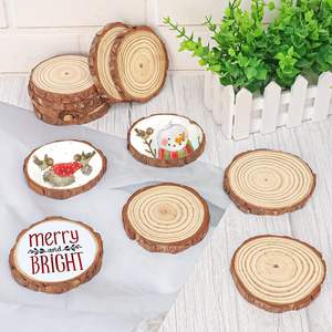 Artigianato in legno rustico naturale non finito grande 18-20cm legno fetta di albero con corteccia per artigianato fai da te - Product Image 2