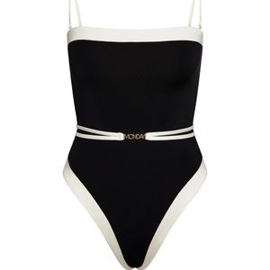 ชุดว่ายน้ำวันพีซบล็อกสีขอบคุณภาพสูงสำหรับผู้หญิง พร้อมตกแต่งด้วยเลื่อม ชุดว่ายน้ำสั่งทำพร้อมโลโก้ - Product Image 6