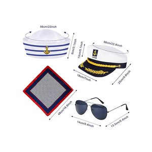 Sombrero de capitán de yate, gorra de <span class=keywords><strong>marinero</strong></span>, bufanda, gafas de sol, sombrero de capitanes para hombres, canotaje utilizado para yate, atuendo de fiesta en roca - Product Image 3