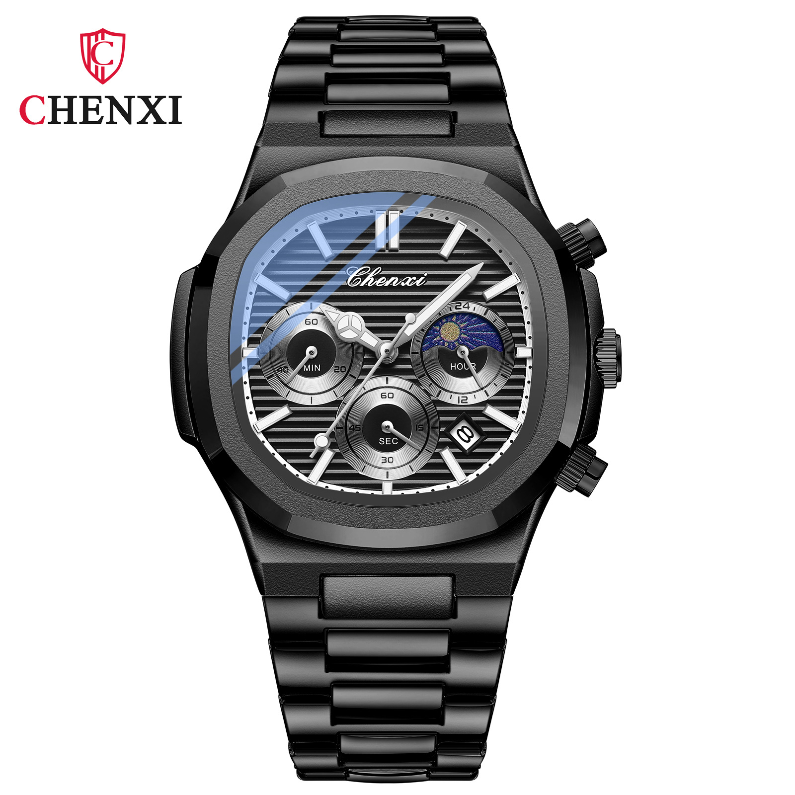 CHENXI Multifunctional Men's Quartz Watch with Moon Phase