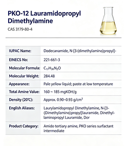 Lauramidopropil Dimetilamina PKO-12 CAS 3179-80-4 <span class=keywords><strong>Amina</strong></span> <span class=keywords><strong>Terciaria</strong></span> para Producción en Laboratorio - Product Image 2