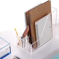 Caja de almacenamiento de archivos de oficina multifuncional de acrílico transparente Administrador de archivos de escritorio de acrílico Estante de archivos de plástico