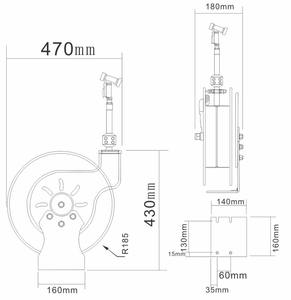 Enrouleur de tuyau rétractable mural industriel moderne en acier époxy, 10 m, haute pression, pour irrigation et robinets de cuisine - Product Image 2