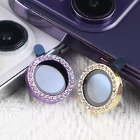 Protection d'objectif d'appareil photo de téléphone portable en verre trempé 9H, avec anneau métallique de luxe, brillant et scintillant, antichoc, HD transparent, épaisseur 0,33 mm