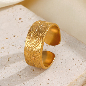 <span class=keywords><strong>Bague</strong></span> en acier inoxydable de style européen et américain avec un motif décoratif, <span class=keywords><strong>bague</strong></span> de mode bohème vintage de style français pour femmes - Product Image 4
