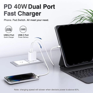 Chargeur mural double USB C 40W PD à charge rapide, adaptateur <span class=keywords><strong>secteur</strong></span> Type C PPS PD 3.0, prise EU/UK pour <span class=keywords><strong>iPhone</strong></span> 15 14 13 Samsung - Product Image 4
