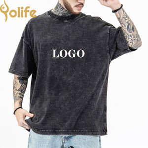 Oem Supplier Embroidery Druck Women Branded Custom Logo Vintage 240Gsm Heavy Cotton Oversized Snow Acid Washed Blank T Shirt Men