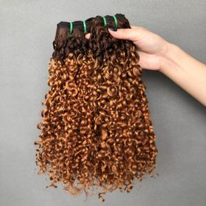 Cabello humano brasileño Funmi al por mayor, mechones de duendecillo doblemente dibujados, cabello humano virgen 100% # T4/30, color sin desprendimiento ni enredos - Product Image 6