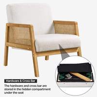 Fauteuil moderne pour chambres, salons et bureaux à domicile, hôtels – Chaise d'appoint en tissu bouclé avec design capitonné et pieds en bois massif