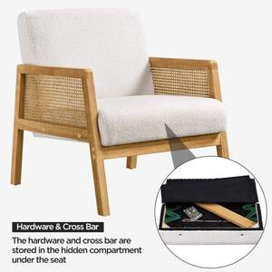 Fauteuil moderne pour chambres, salons et bureaux à domicile, hôtels – Chaise d'appoint en tissu bouclé avec design capitonné et pieds en bois massif - Product Image 5