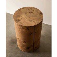 Table d'appoint en bois de style moderne du milieu du siècle, table de chevet ronde de luxe faite à la main pour chambre à coucher