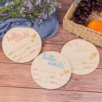 Cartes de jalons de développement pour bébé en bois, accessoires de photographie pour nouveau-nés, panneaux d'annonce de naissance pour baby shower, tableau d'annonce 'Bonjour le monde'