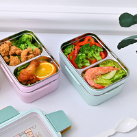 Produits en gros à bas prix, boîte à lunch portable à double couche en acier inoxydable 304, adaptée à une utilisation dans les écoles et les bureaux