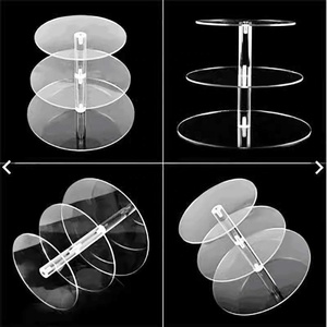 Soportes decorativos para pasteles de boda <span class=keywords><strong>real</strong></span>, encimera personalizada de Metal transparente, estantes de exhibición transparentes de 3/4/5/6/7 niveles - Product Image 3