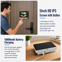 Sonnette de porte intelligente Tuya WiFi USB/à piles avec moniteur 5 pouces <3MP, vision nocturne, interphone bidirectionnel, sécurité extérieure pour la maison