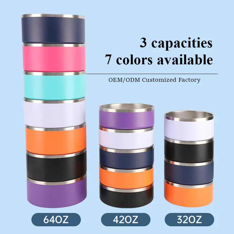 Eco Friendly 64oz 42oz 32oz Pet Feeders Food Water Container Stainless Steel Cat Dog Bowls
