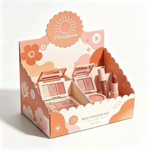 For & Bloom Eco-Friendly Recyclable <b>Mini</b> Makeup Kit Paperboard Display Box Die Cut Floral Design for Cosmetic Retail Showcase - Product Image 1
