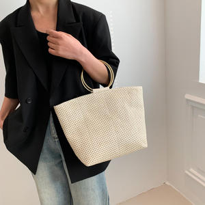 2025 Women's Braided Handbag Single Strap French Simple Ring <b>Large</b> Capacity Fashion <b>Bag</b> New Year's New Style <b>Zip</b> Two Ladies - Product Image 4