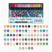 Marqueurs d'art à double pointe en acrylique avec pinceau de mélange de couleurs à tête souple pour le dessin et l'esquisse - Ensemble de peinture artistique