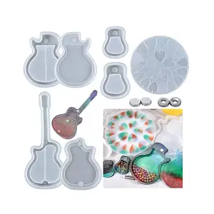 Silicone Handmade Guitar Picks Box Plectrums Mold Guitar Bass Picks Keychain Storage Box Resin Pendant Jewelry Mold Craft Tools