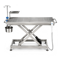 Table d'opération vétérinaire XY ACS02, table en acier inoxydable à hauteur réglable électriquement avec bac à déchets et plateau à outils