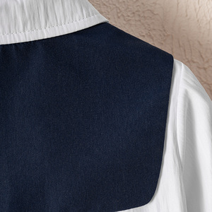 Completo Estivo Casual per Neonati Maschi, <span class=keywords><strong>Camicia</strong></span> Blu Navy <span class=keywords><strong>con</strong></span> <span class=keywords><strong>Papillon</strong></span>, Pantaloni Kaki Arricciati in Cotone - Product Image 5