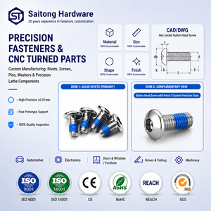 Custom <b>Screw</b> Inch & Metric Stainless Steel Hexagon <b>Socket</b> Head Cap <b>Screw</b> with Nylon Patch Machine <b>Screw</b> - Product Image 1