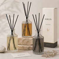 Diffuseur de parfum d'ambiance AIKUN 240ml en verre cannelé de luxe, Oud Ambré, longue durée, parfum naturel pour la maison, diffuseur d'arômes pour la décoration de la pièce