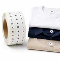 Autocollants ronds personnalisés pour tailles de vêtements, rouleau S M L XL, étiquettes de taille amovibles, autocollants adhésifs pour vêtements, étiquettes de taille pour vêtements