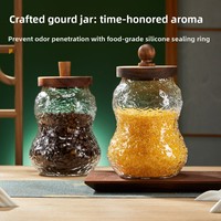 Pot hermétique en verre borosilicate en forme de gourde, motif Nuage Auspicieux, pour rangement classique de thé et autres articles