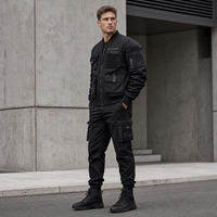 Blouson Bomber Tactique Décontracté Noir pour Homme, Multi-Poches, Style Aviateur, Coupe-Vent, Imperméable, Veste MA1, Techwear Y2K