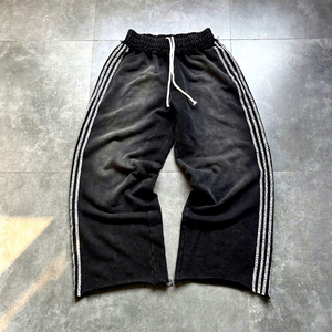 <span class=keywords><strong>Pantaloni</strong></span> da Jogging Larghi Personalizzati per Uomo, Stampa Leopardata Streetwear, 100% Cotone, Lavaggio Acido, <span class=keywords><strong>con</strong></span> Strisce Laterali - Product Image 1