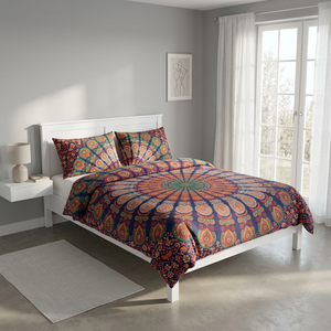 Blue Mandala Customizable Grade All-Season 100% Cotton Geometric Pattern 40 Count Duvet Cover Throw Doona <b>Quilt</b> <b>Indian</b> - Product Image 3