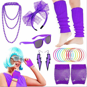 Ensemble de survêtement néon holographique pour <span class=keywords><strong>femme</strong></span> des années <span class=keywords><strong>80</strong></span>, comprenant un portefeuille, un bandeau tricoté chaud et un bracelet, idéal pour le yoga, la course à pied et la randonnée - Product Image 2