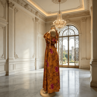 Robe Boubou Africaine Magnifique pour Femme, Grande Taille, Coupe Modeste, Imprimé Floral, Maxi Kaftan, Idéale pour Mariage et Plage – Collection Été Premium