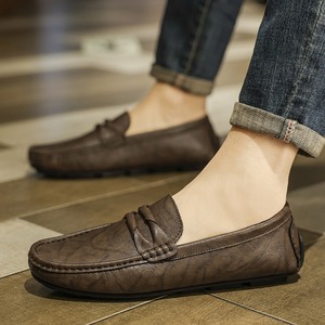 Lazy Man <b>Shoes</b> Men's Casual Leather <b>Shoes</b> Spring New Style British Style Breathable One-Piece <b>Shoe</b> for <b>Driving</b> Flat Men's <b>Shoes</b> - Product Image 3