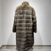 Manteau en fausse fourrure à poils longs, marron personnalisé, en polyester, à col montant, avec patte de boutonnage dissimulée et à volants, pour l'automne et l'hiver, style décontracté