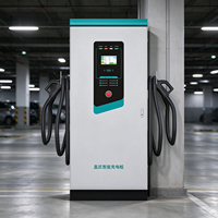 Station de recharge DC ultra-rapide pour véhicules électriques, chargeur EV à double câble pour les zones de stationnement des centrales solaires, écran tactile, arrêt de sécurité, IP54 extérieur