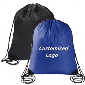 Custom Promotional Gift Waterproof Polyester Shopping Bag Eco Friendly Sport Gym <b>Drawstring</b> <b>Backpack</b> With Logo - Product Image 1