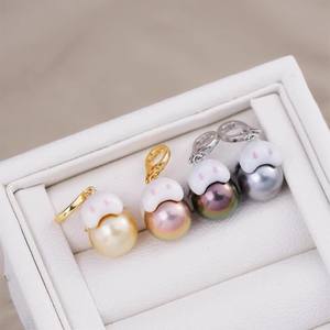 Pendentif en argent S925 31282 avec perles rondes de 10 à 13 mm, accessoires de bricolage mignons, support vide tendance pour breloques et pendentifs en perles - Product Image 3