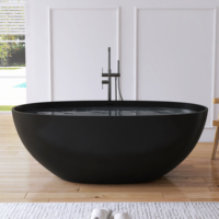 Fabricant de baignoires autoportantes en pierre artificielle pour adultes, fournisseur de baignoires pour salles de bain, pour baignoires noires mates de 1550 mm et hôtels