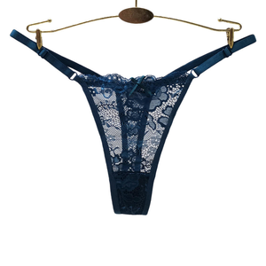 Women Floral Lace <b>Thong</b> Panties Pink Satin Sexy Low-Rise <b>Seamless</b> Knitted Underwear - Product Image 2