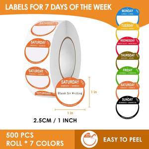 Etiquetas de alimentos de <span class=keywords><strong>lunes</strong></span> a domingo, pegatinas de puntos de fecha autoadhesivas semanales extraíbles <span class=keywords><strong>para</strong></span> restaurante, dispensador de contenedores de cocina - Product Image 2