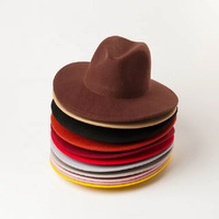 Chapeau Fedora à Large Bord Passe-Partout pour Femme, Couleur Unie, Chapeau en Feutre de Laine pour Homme, Automne Hiver, Panama Type Jazz Jaune