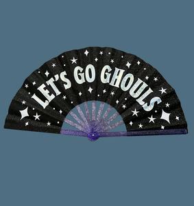 Customized <b>UV</b> <b>Light</b> Large Bamboo Folding Rave Hand Fan for Music Festival - Product Image 4