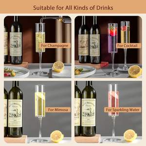 Flûtes à champagne en cristal soufflé, verres à champagne carrés transparents, flûtes à champagne pour mariage, Noël, anniversaire, fabriquées au Vietnam - Product Image 4