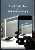 Lampe de bureau électrique simple en ABS avec LED, recharge sans fil, commande tactile, luminosité réglable en continu, pliable, minimaliste, flexible, lampe d'étude 5V