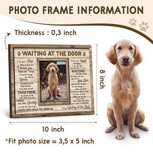 Cornice Portafoto Rustica in Legno per Animali Domestici, Cornice Commemorativa Incisa con la Scritta "In Attesa alla Porta" per Regali in Memoria di Animali - Product Image 2