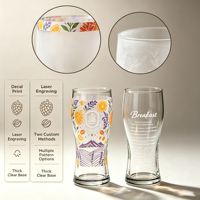 Chope à bière en verre personnalisée - Design classique et moderne à courbes élégantes, durable et réutilisable pour la consommation de bière dans les bars et lors de réunions de famille